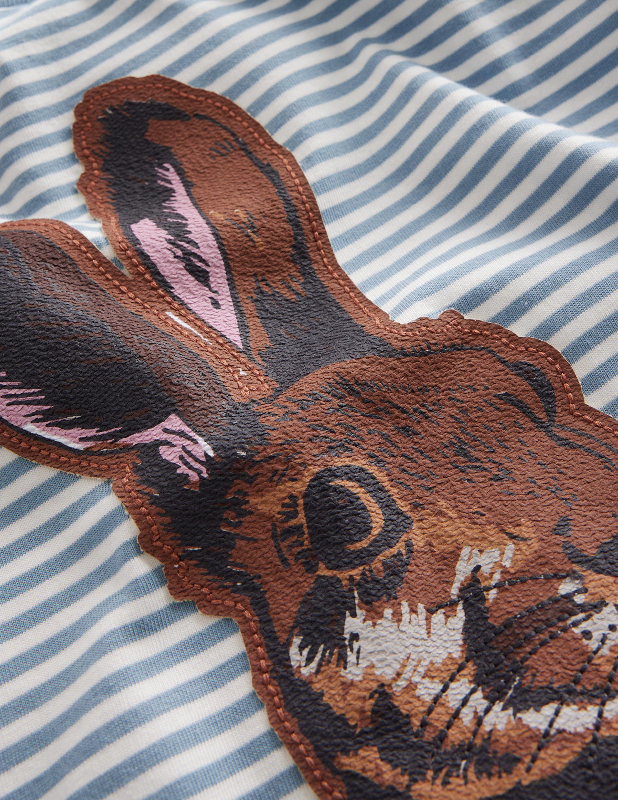 T-shirt à appliqué lièvre-Lièvre bleu galet/ivoire - Image 3