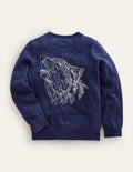 Pull fun et cosy-Loup bleu marine foncé