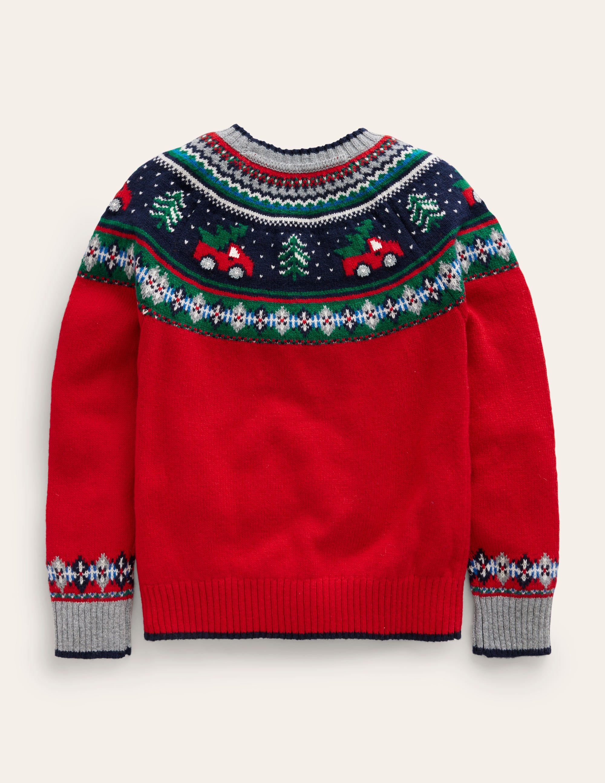 Novelty Fair-Isle-Pullover-Leuchtendes Rot Bäume - Image 2