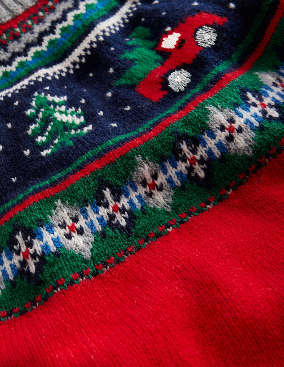 Novelty Fair-Isle-Pullover-Leuchtendes Rot Bäume-3