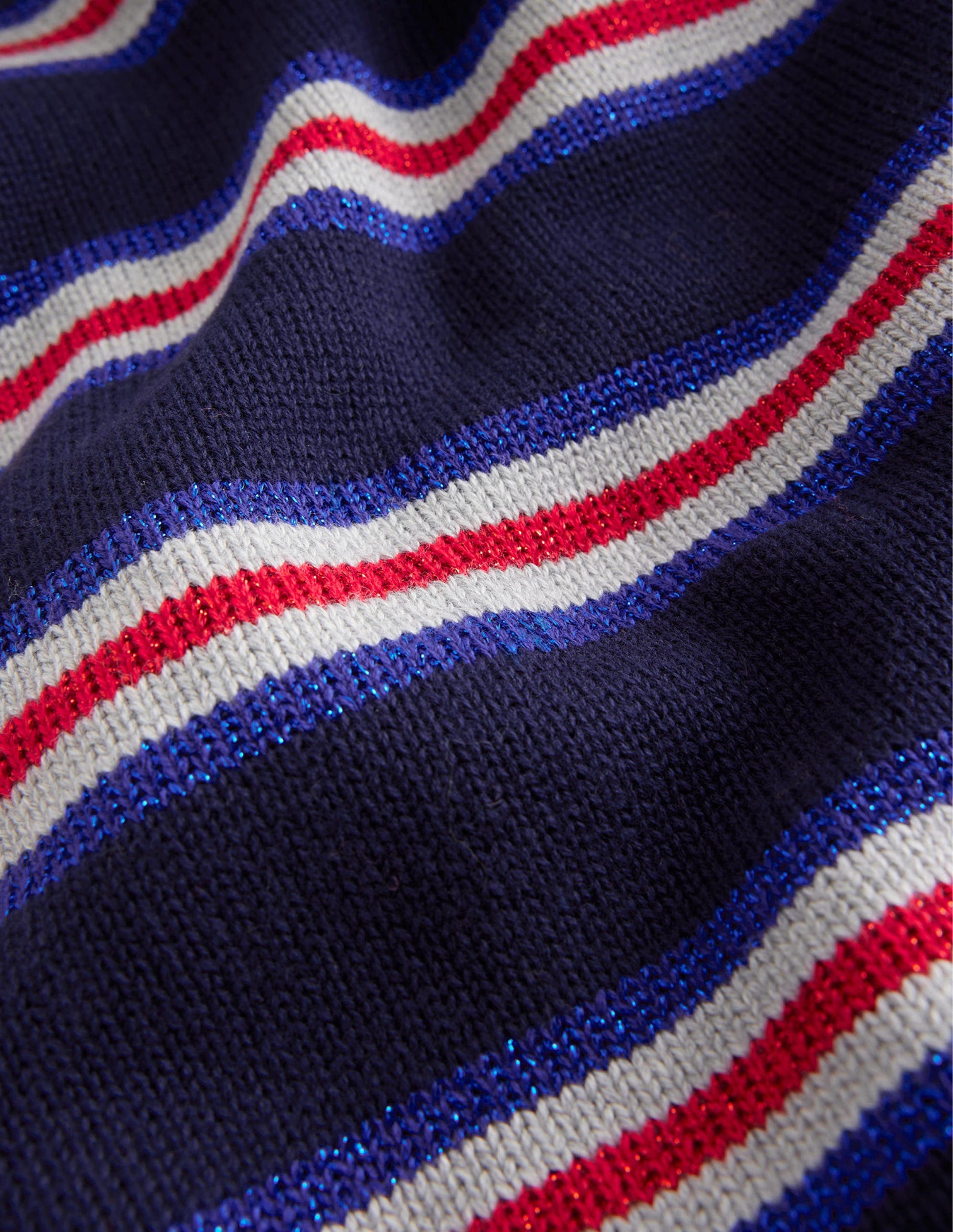 Pullover mit Glitzerstreifen-Französisches Marineblau Gestreift-3