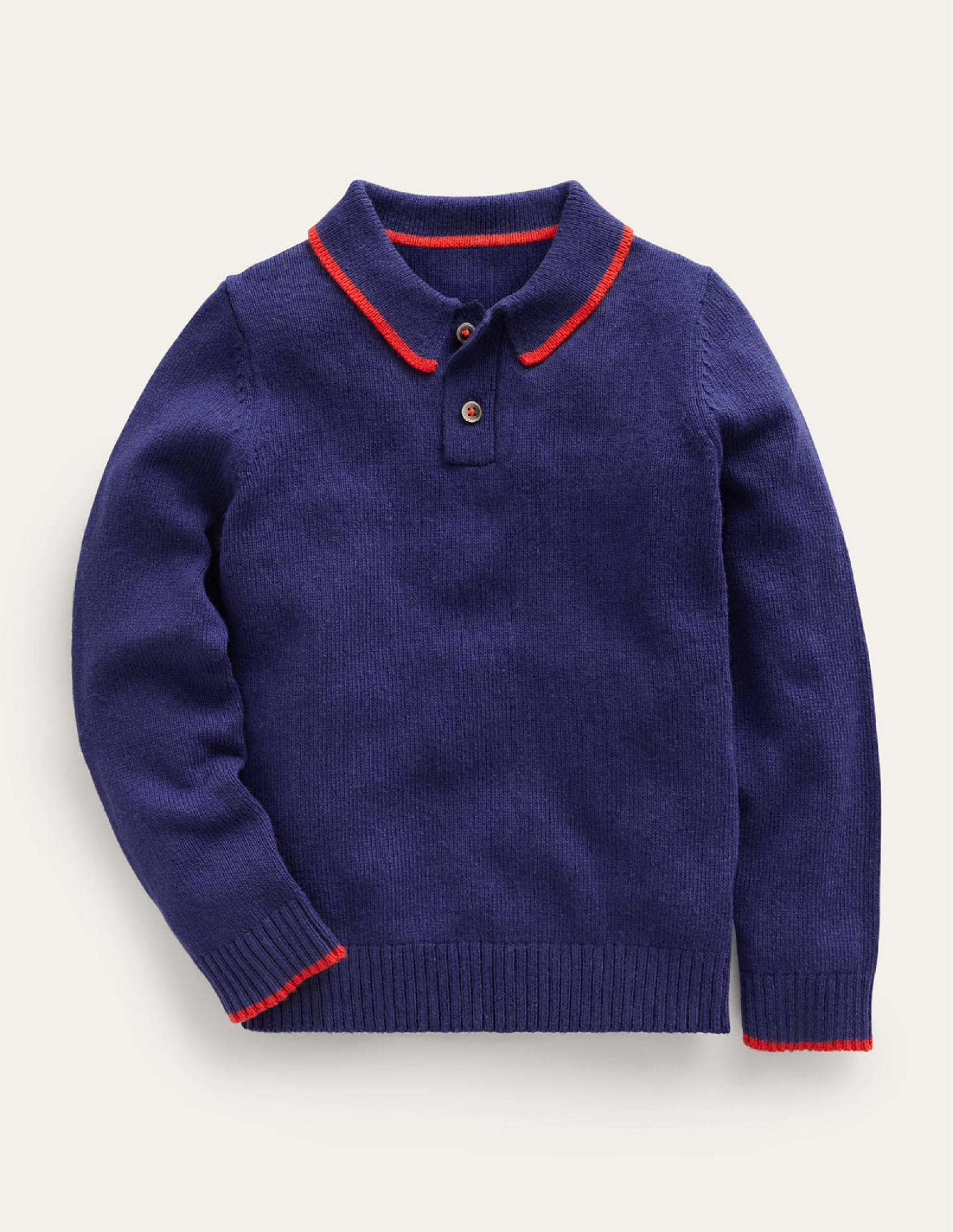 Top en maille à col-Bleu marine foncé-1