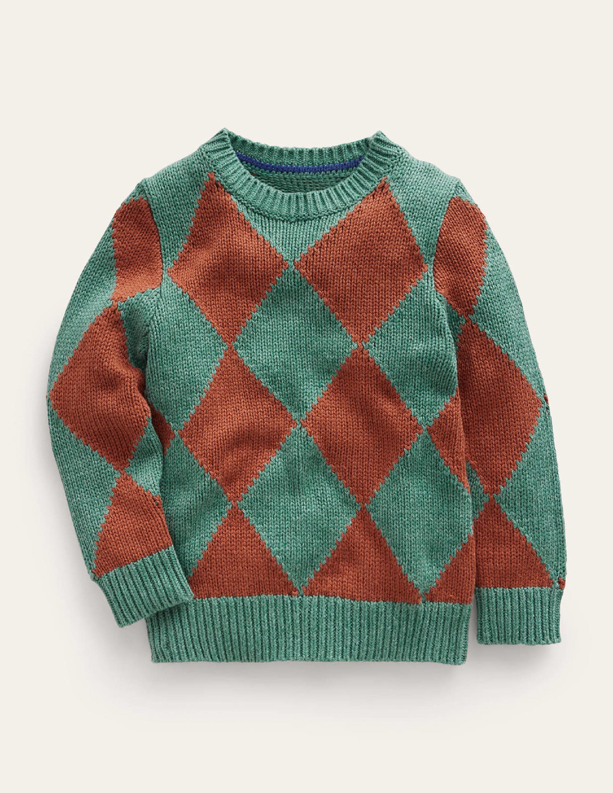 Pull à motif argyle-Vert fumée - Image 1