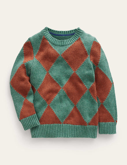 Argyle-Pullover-Rauchgrün