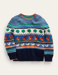 Durchgehender Fair-Isle-Pullover-Bunt Natur Fair-Isle
