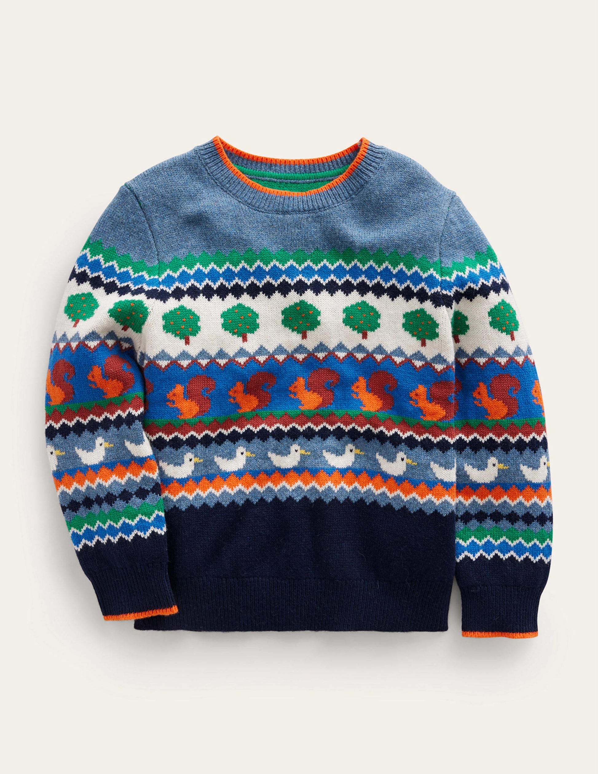 Durchgehender Fair-Isle-Pullover-Bunt Natur Fair-Isle-1