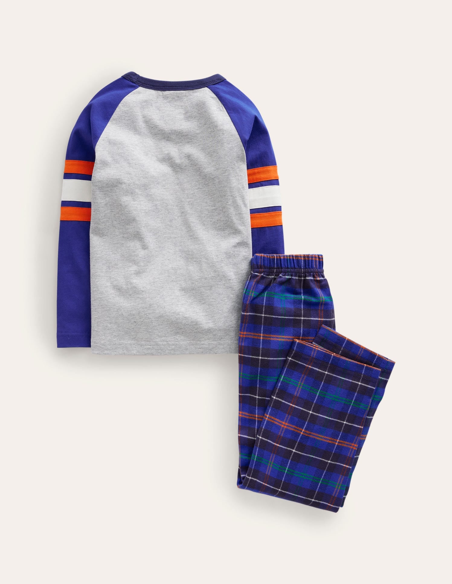 Cosy Brushed Pyjama Set-Blue/Orange Check - Image 2