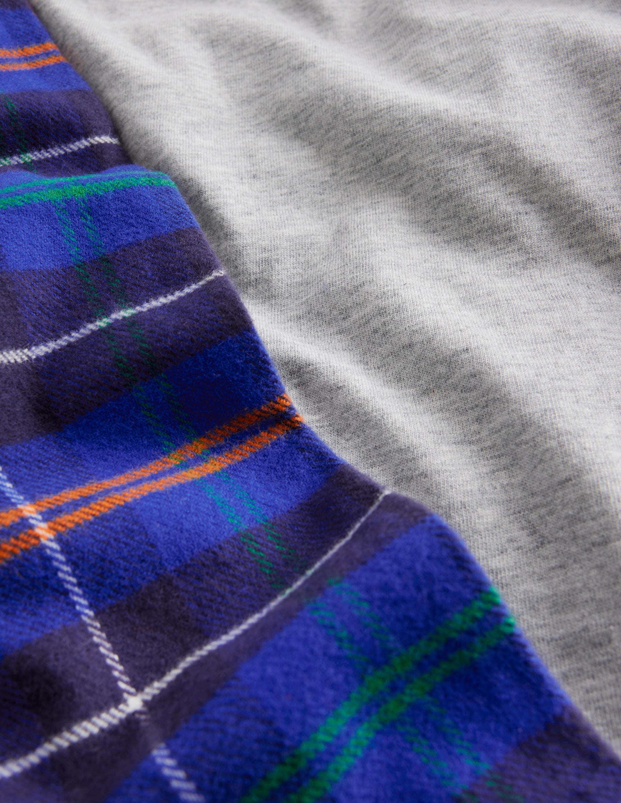Cosy Brushed Pyjama Set-Blue/Orange Check - Image 3