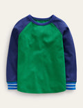 T-shirt ultra-doux à manches raglan-Bleu marine universitaire/bleu égyptien