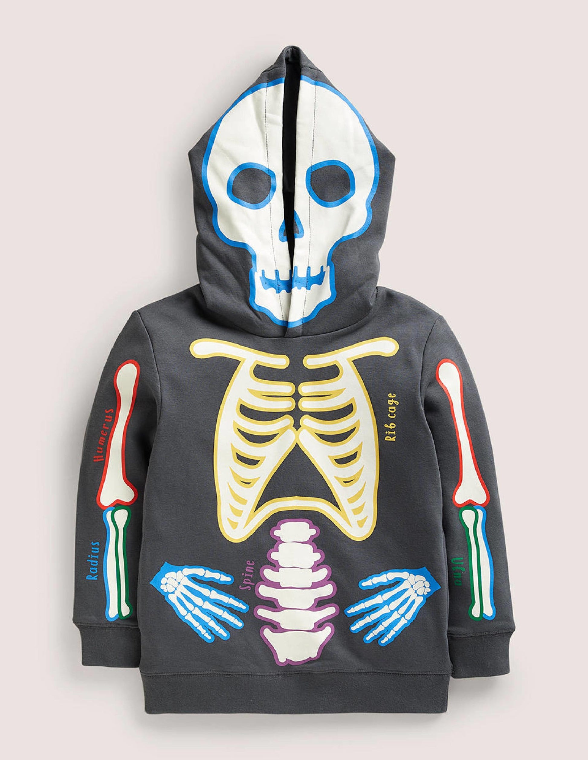 Leuchtender Halloween-Skelett-Kapuzenpulli-Rauchgrau Leuchtendes Skelett-1