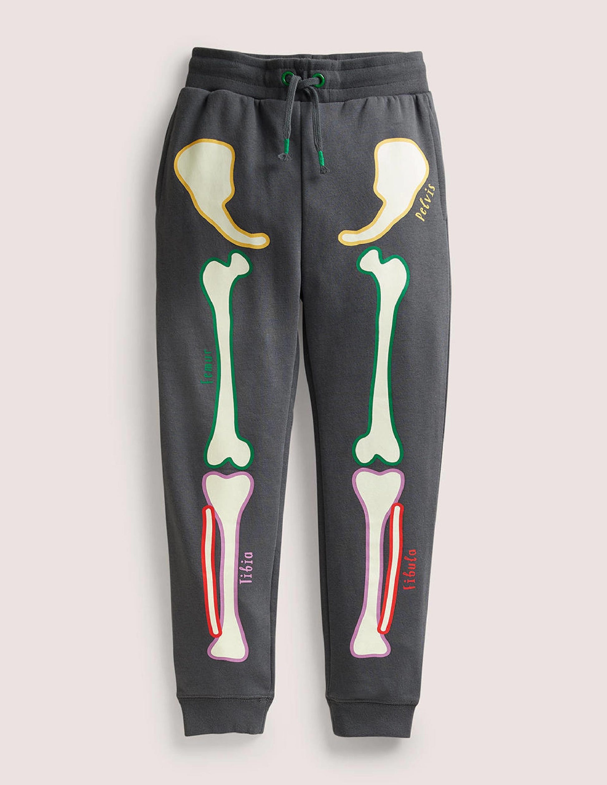 Bas de jogging d'Halloween à motif squelette-Squelette gris fumée-1