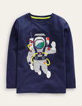 T-shirt spatial avec rabat à soulever-Bleu marine universitaire