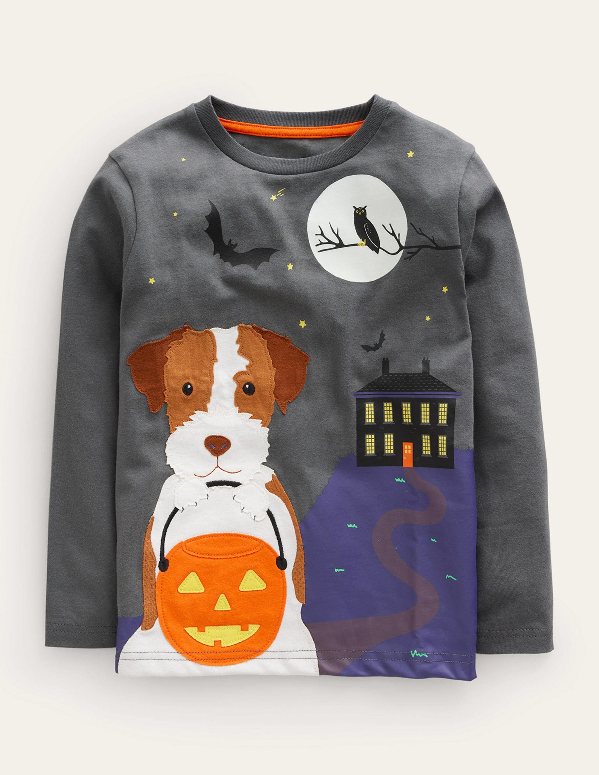 T-Shirt mit Halloween-Applikation-Rauch-1