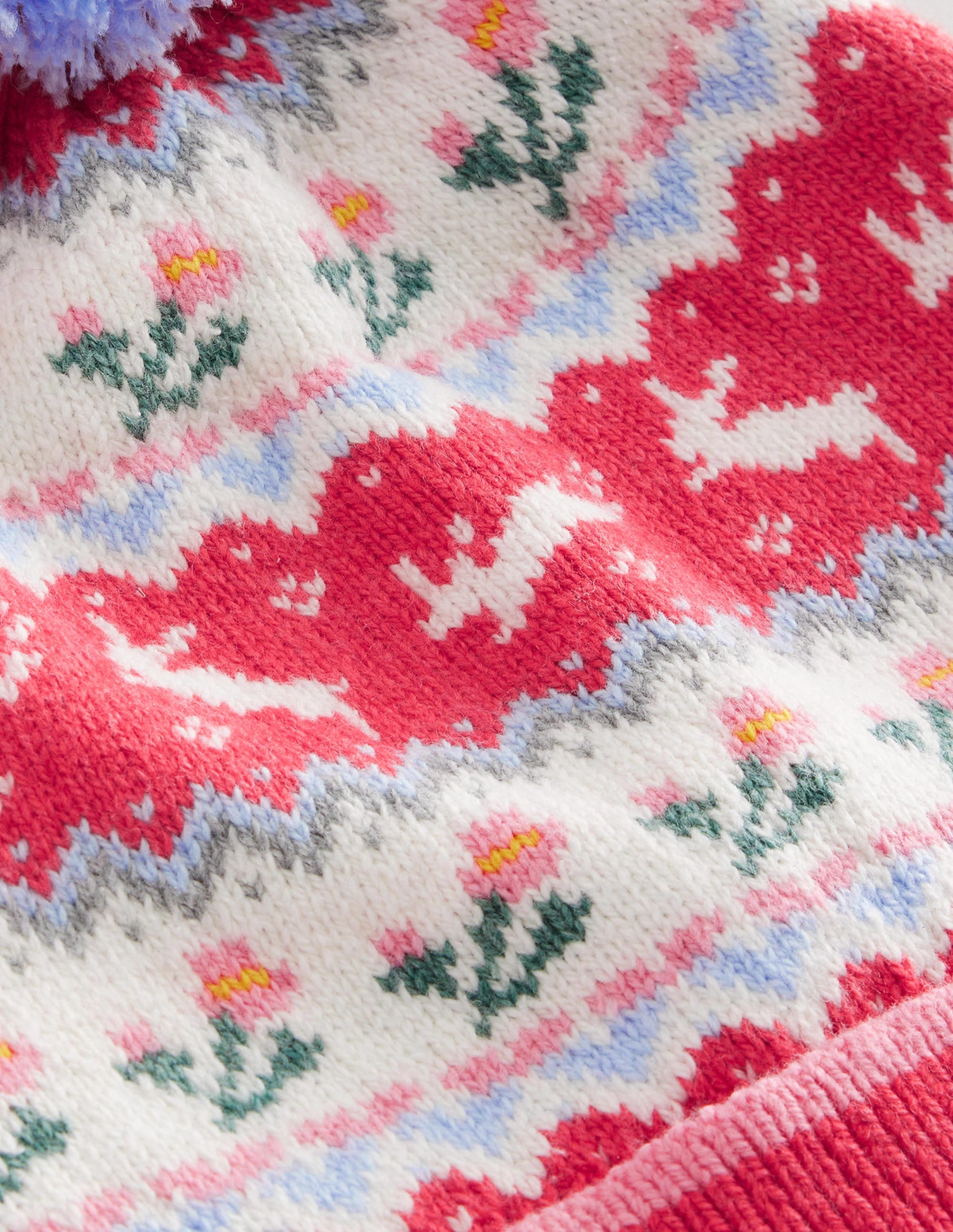 Fair Isle Knitted Beanie-Rose Pink - Image 2
