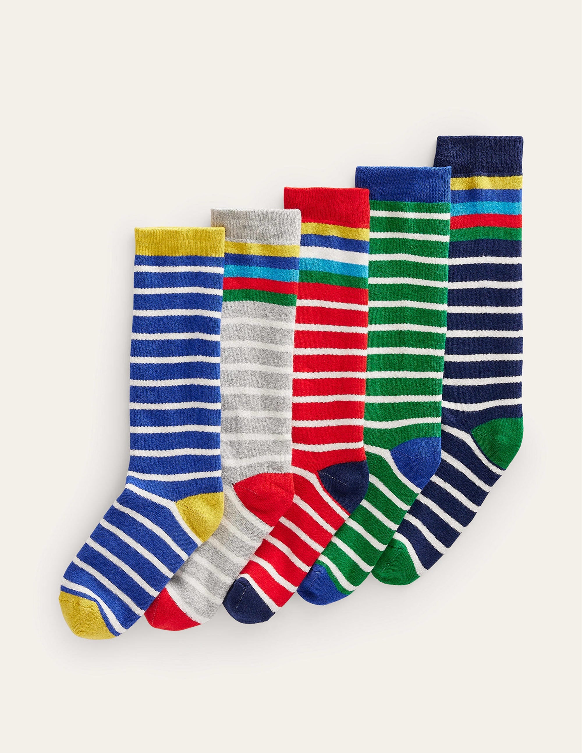 5&nbsp;paires de chaussettes de ski-Rayé - Image 1