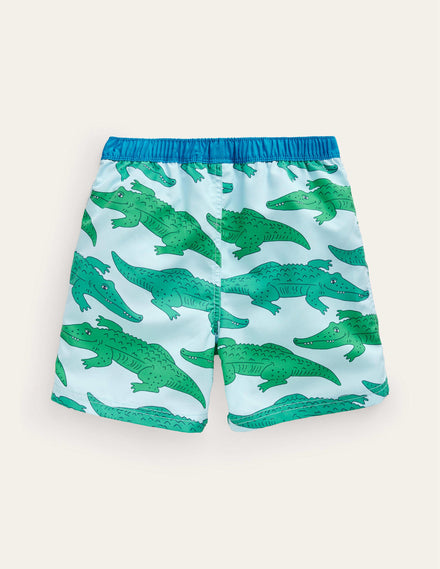 Badeshorts-Hellgrün Krokodile