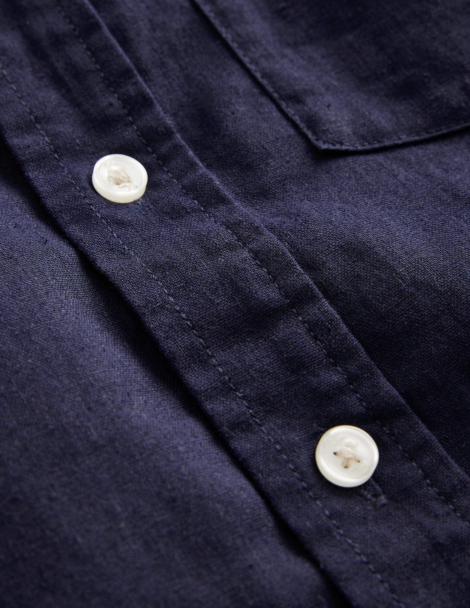 Chemise en coton et lin-Bleu Marine, Petits Pois-3