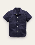 Chemise en coton et lin-Bleu Marine, Petits Pois