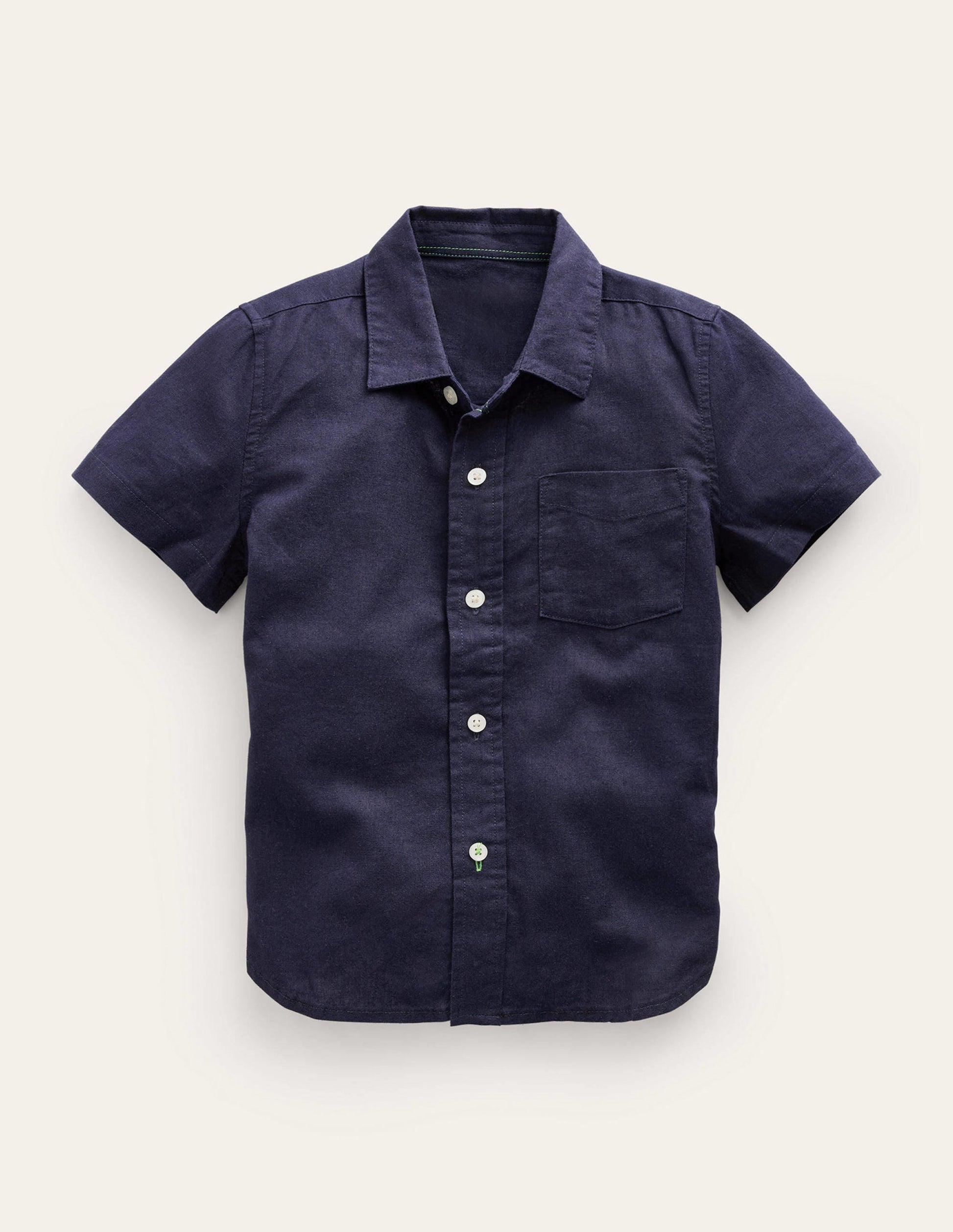 Chemise en coton et lin-Bleu Marine, Petits Pois-1