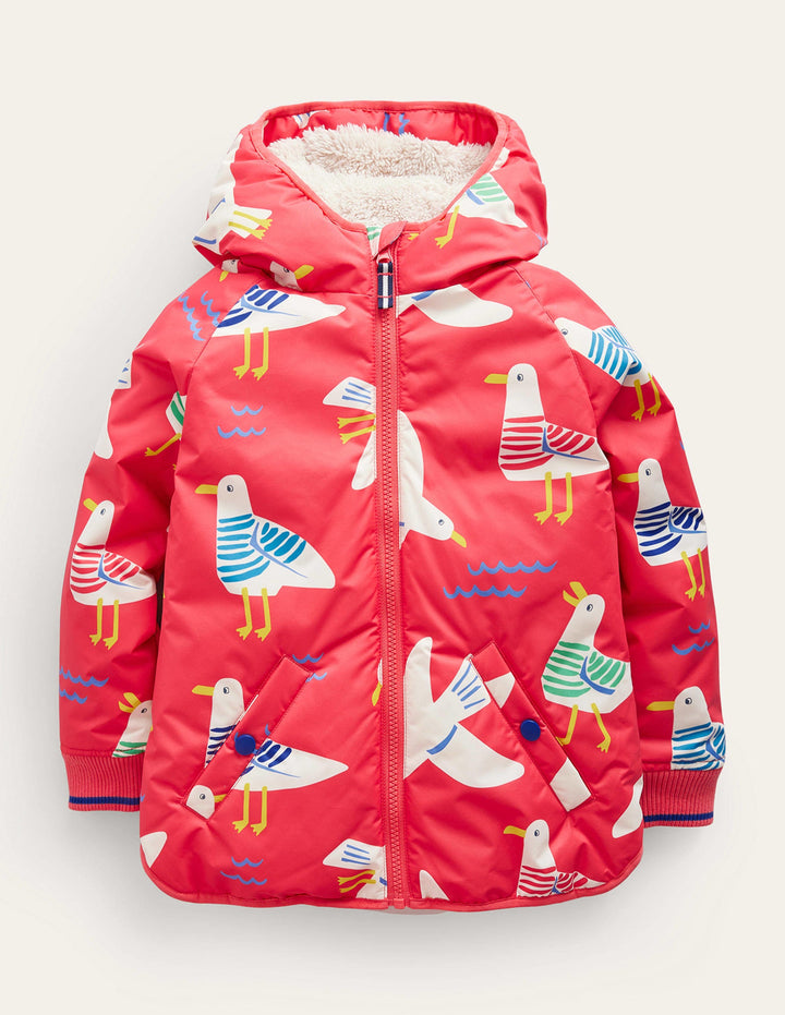 Sherpa Lined Anorak-Jam Red Seagulls