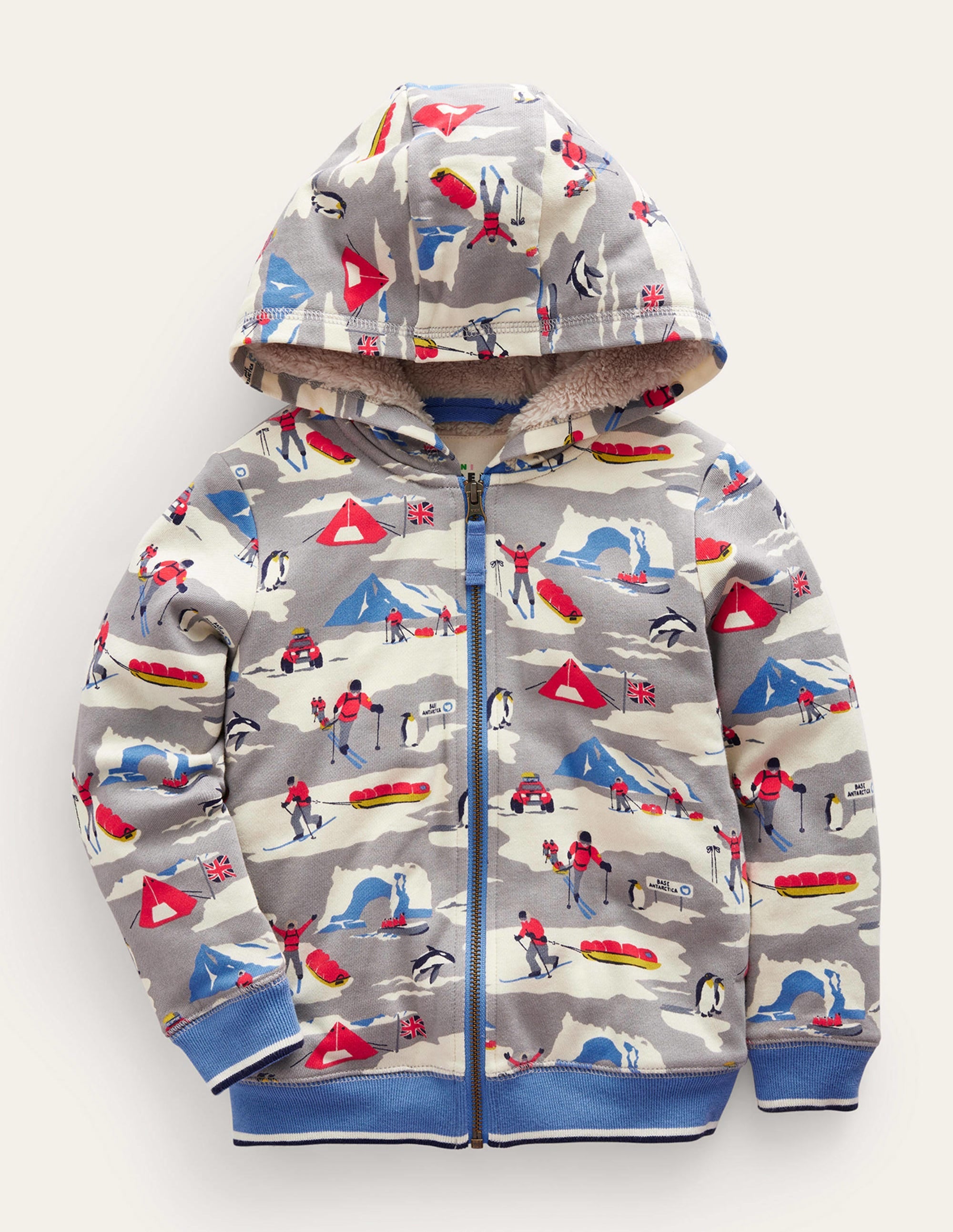 Sweat à capuche doublé et imprimé-Explorateur arctique gris - Image 1