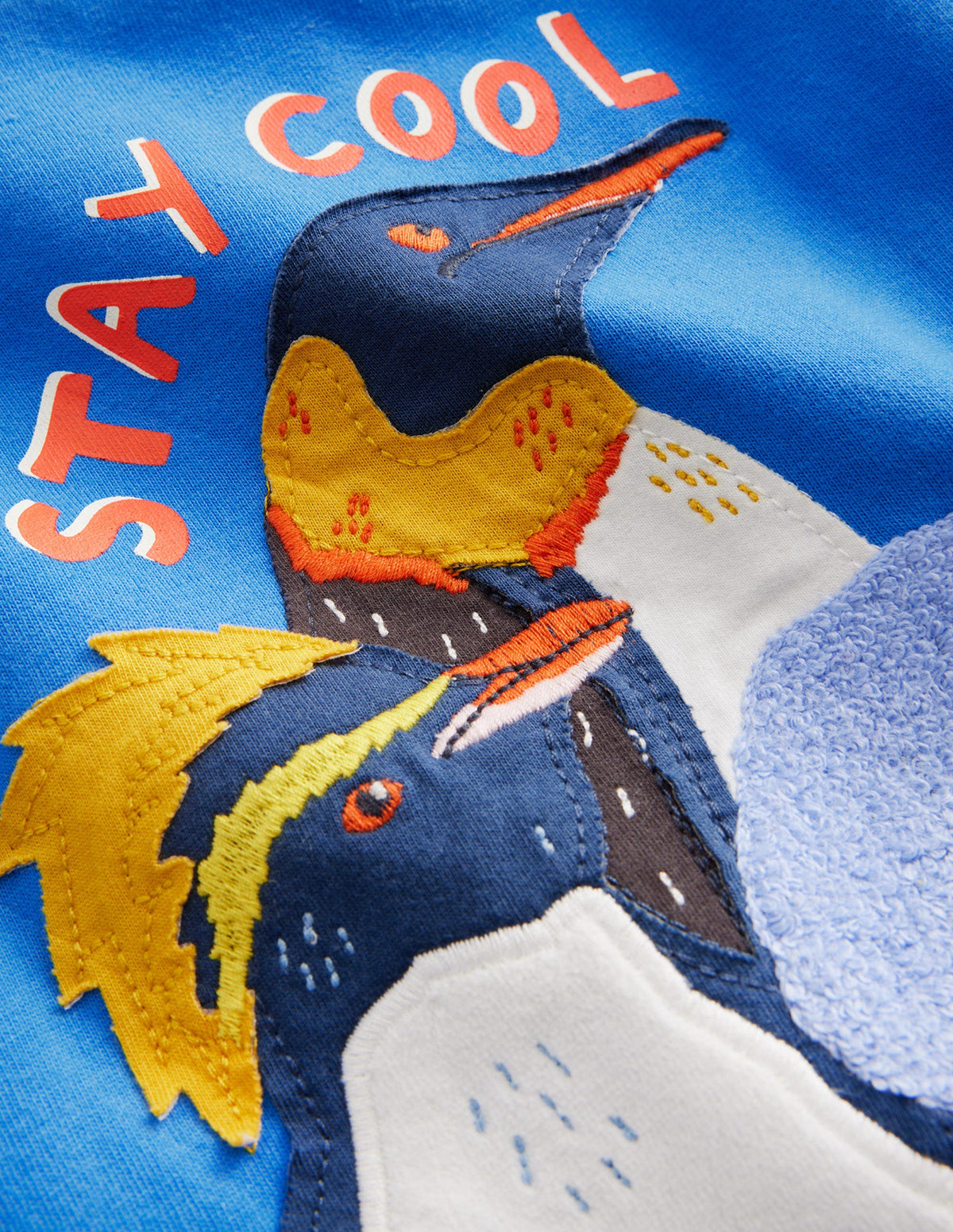 Penguin Appliqué T-shirt-Cabana Blue Penguin - Image 3