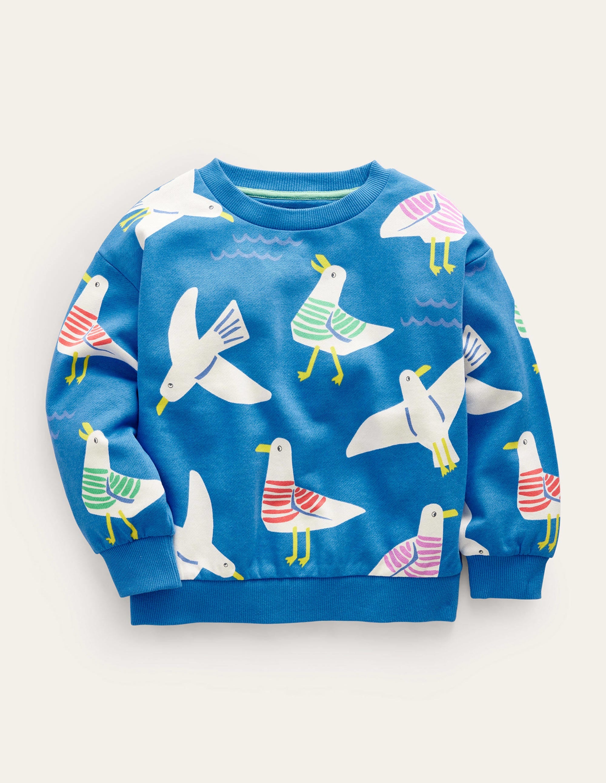 Superweiches, bedrucktes Sweatshirt-Directoire Blau Möwen - Image 1