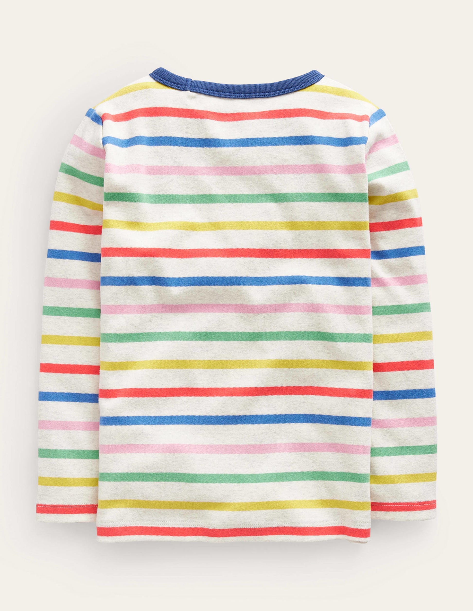 Superweiches T-Shirt mit langen Ärmeln-Haferbeige Meliert/Bunte Streifen-2