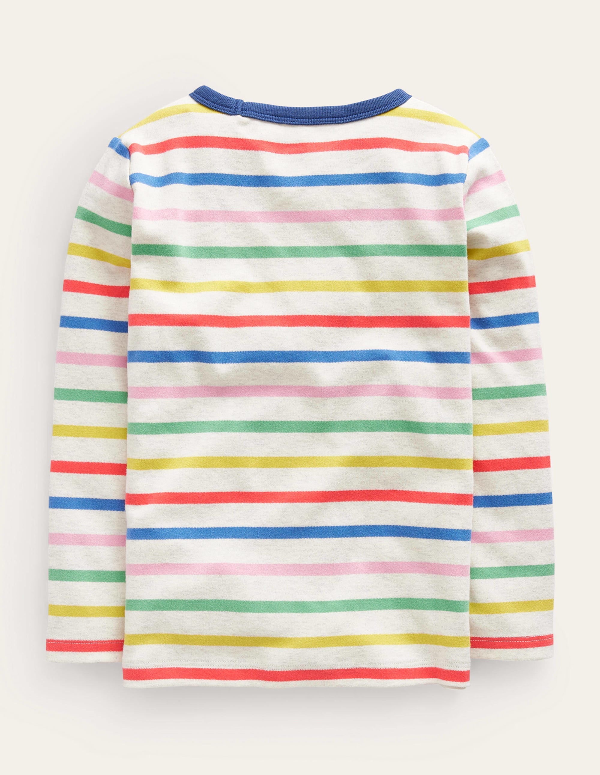 Superweiches T-Shirt mit langen Ärmeln-Haferbeige Meliert/Bunte Streifen - Image 2