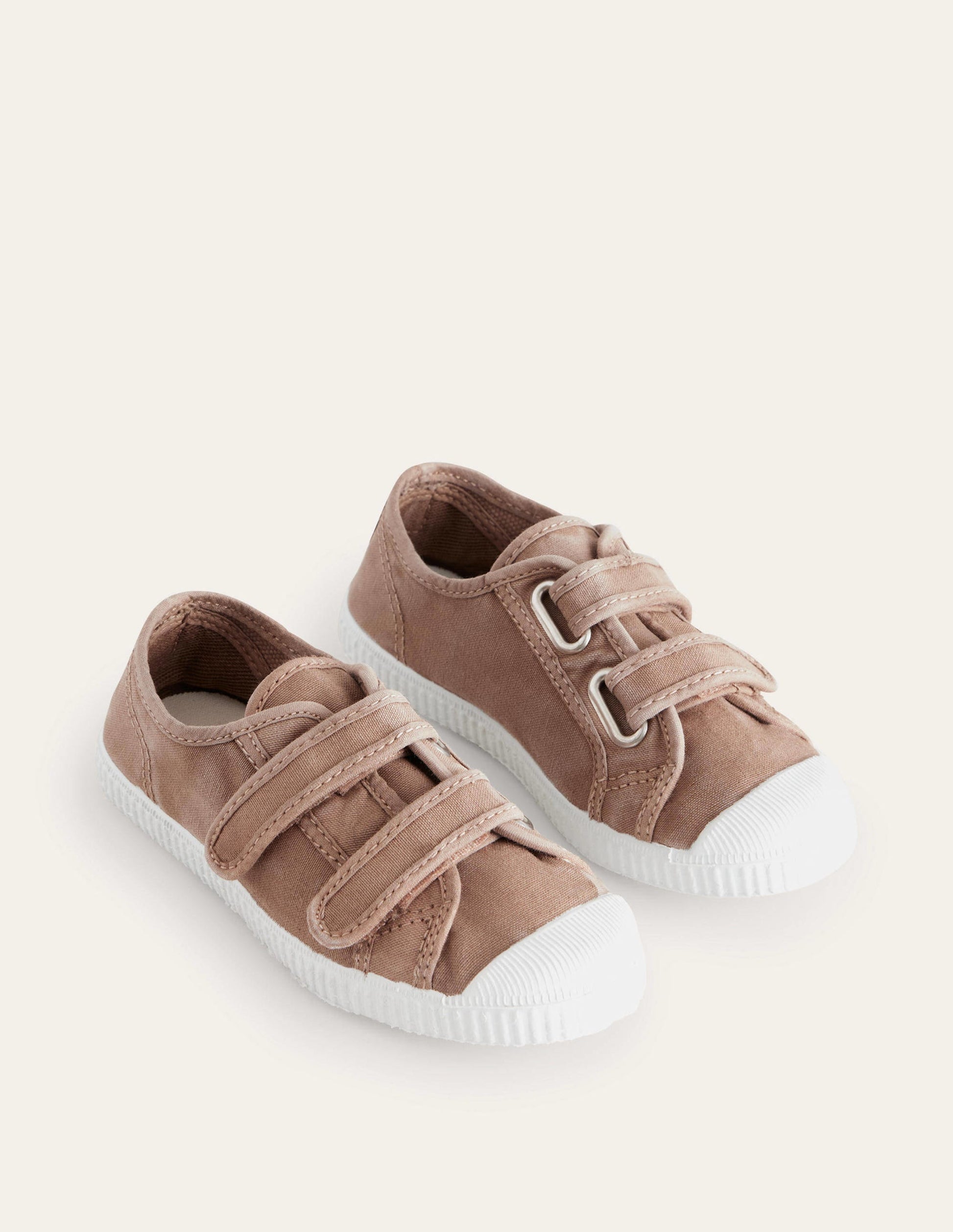 Chaussures en toile à double bride-Marron-2