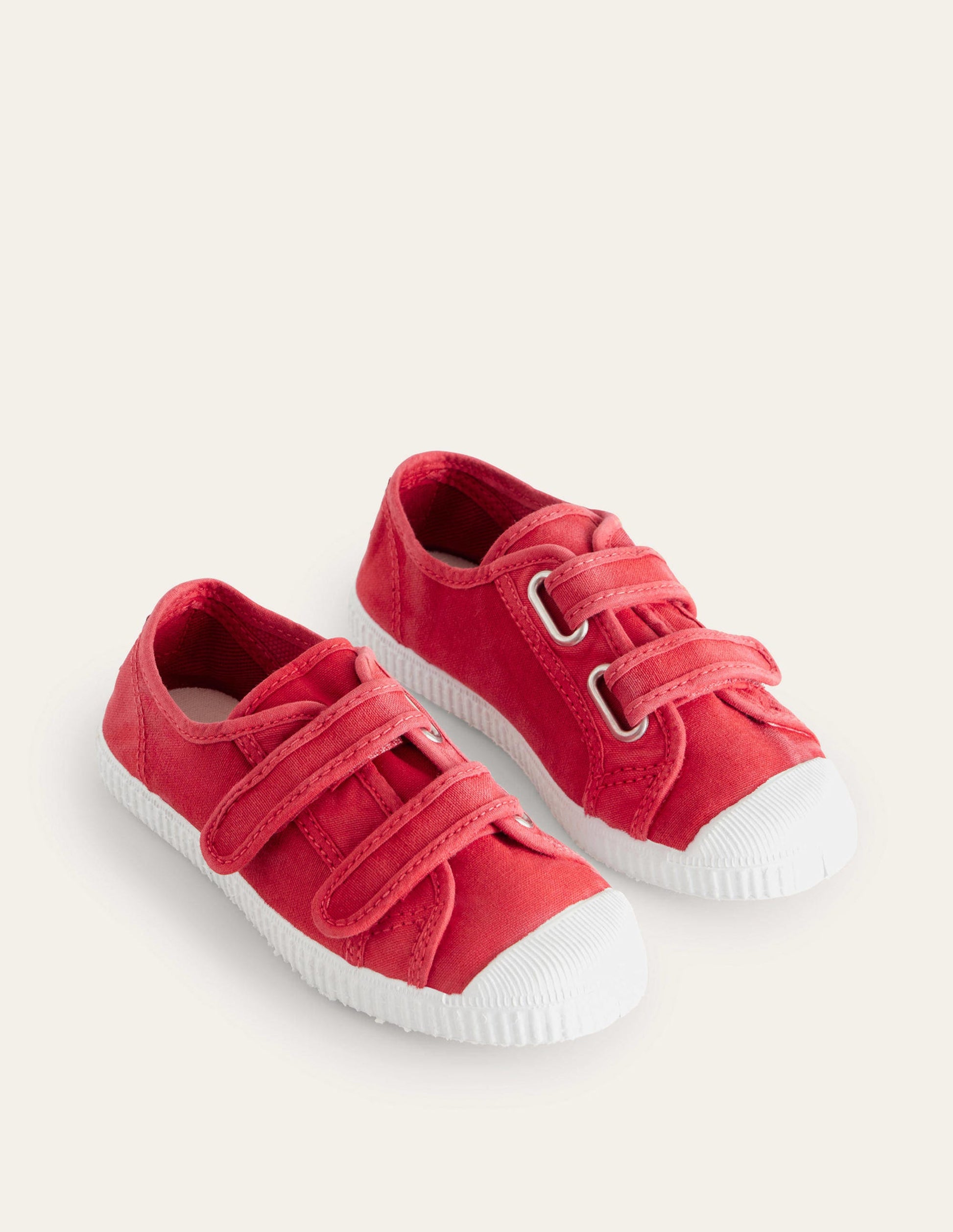 Chaussures en toile à double bride-Rouge-2