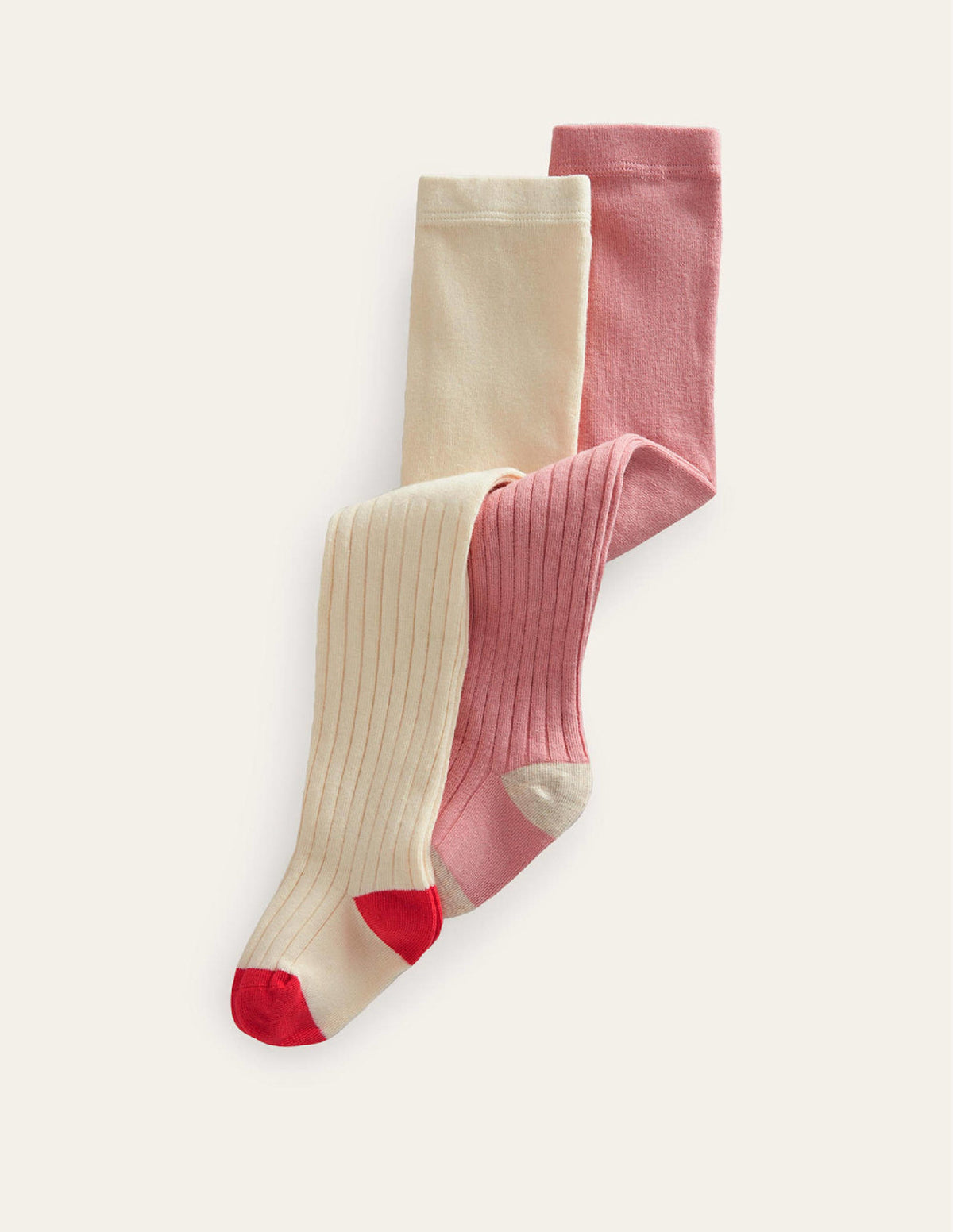 Gerippte Strumpfhosen im 2er-Pack-Ivory/Pink-2