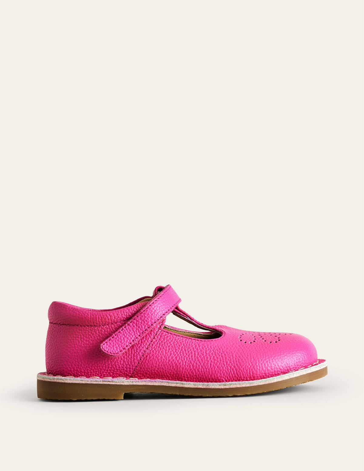Flache Schuhe aus Leder mit T-Steg-Pink - Image 1