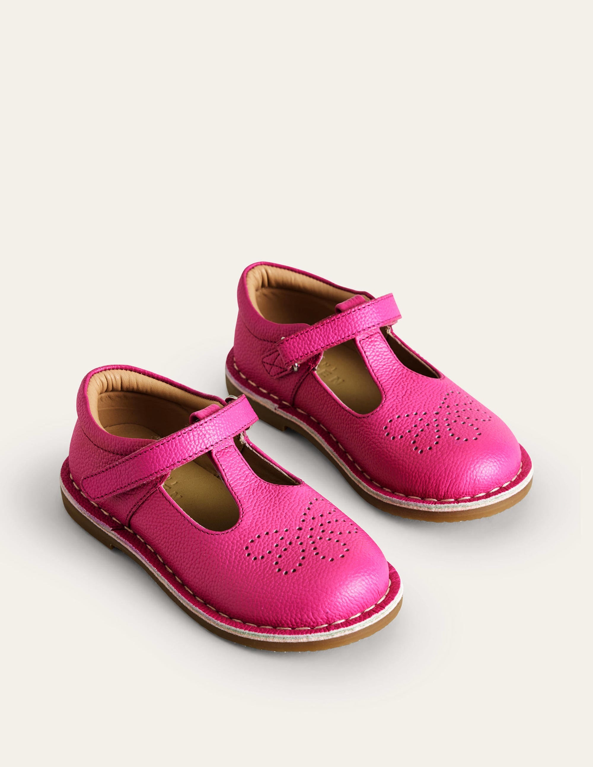Flache Schuhe aus Leder mit T-Steg-Pink - Image 2