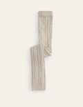 Fußlose Strumpfhose mit Zopfmuster-Beige Meliert