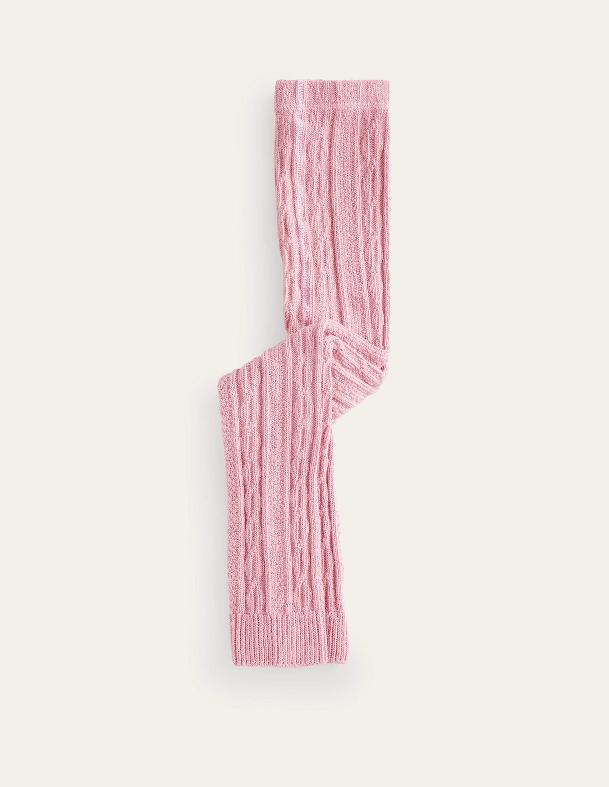 Fußlose Strumpfhose mit Zopfmuster-Almond Sparkle - Image 1