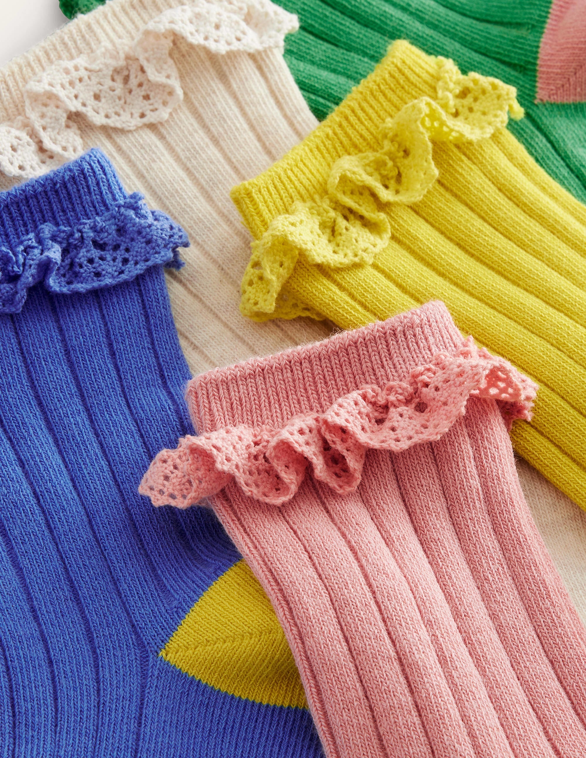 5 paires de chaussettes côtelées à volants-Pastel multi - Image 2
