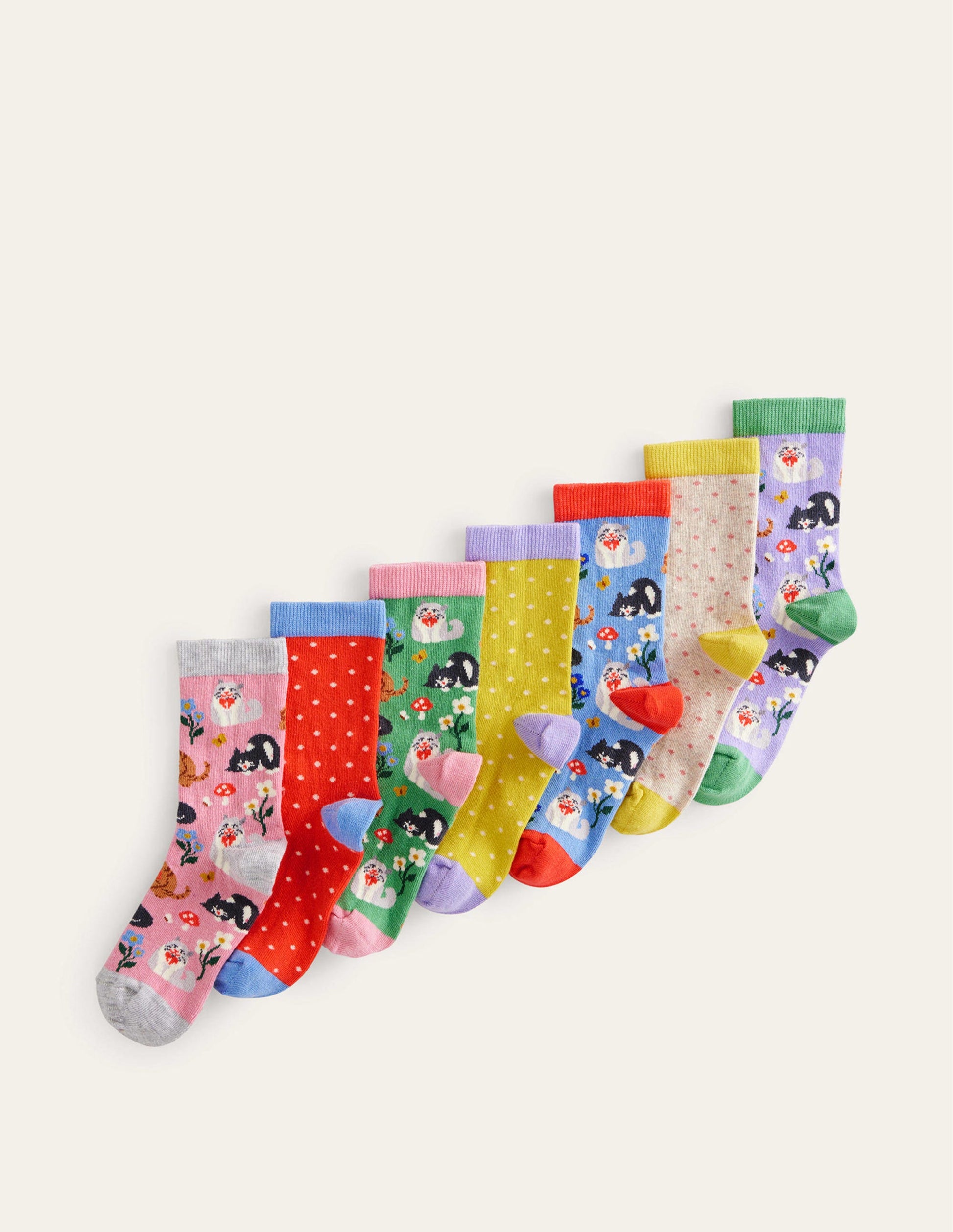 Socken im 7er-Pack-Bunt Katzen-1