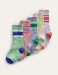 Grobgestrickte Socken im 5er-Pack-Bunt Gestreift