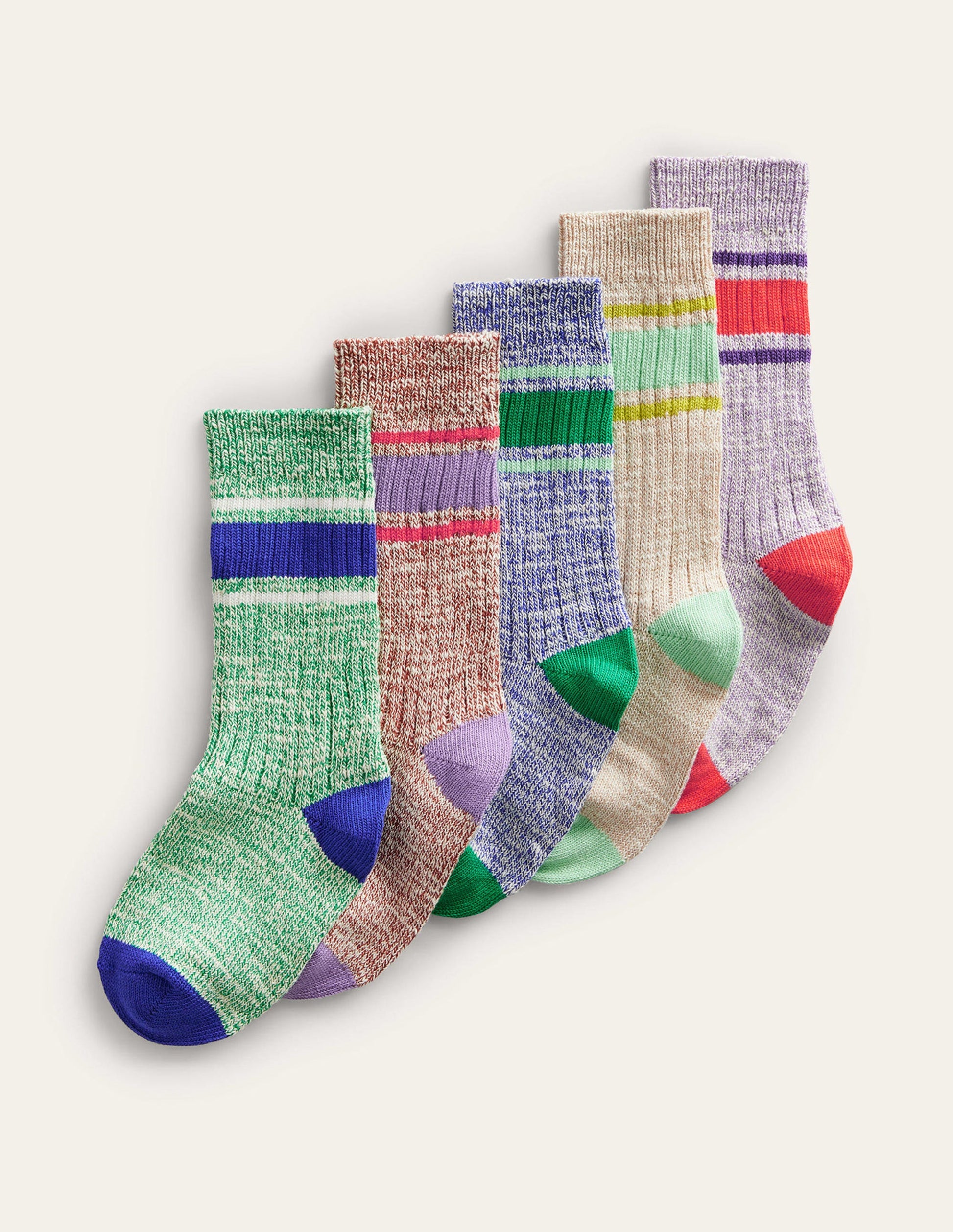Grobgestrickte Socken im 5er-Pack-Bunt Gestreift-1