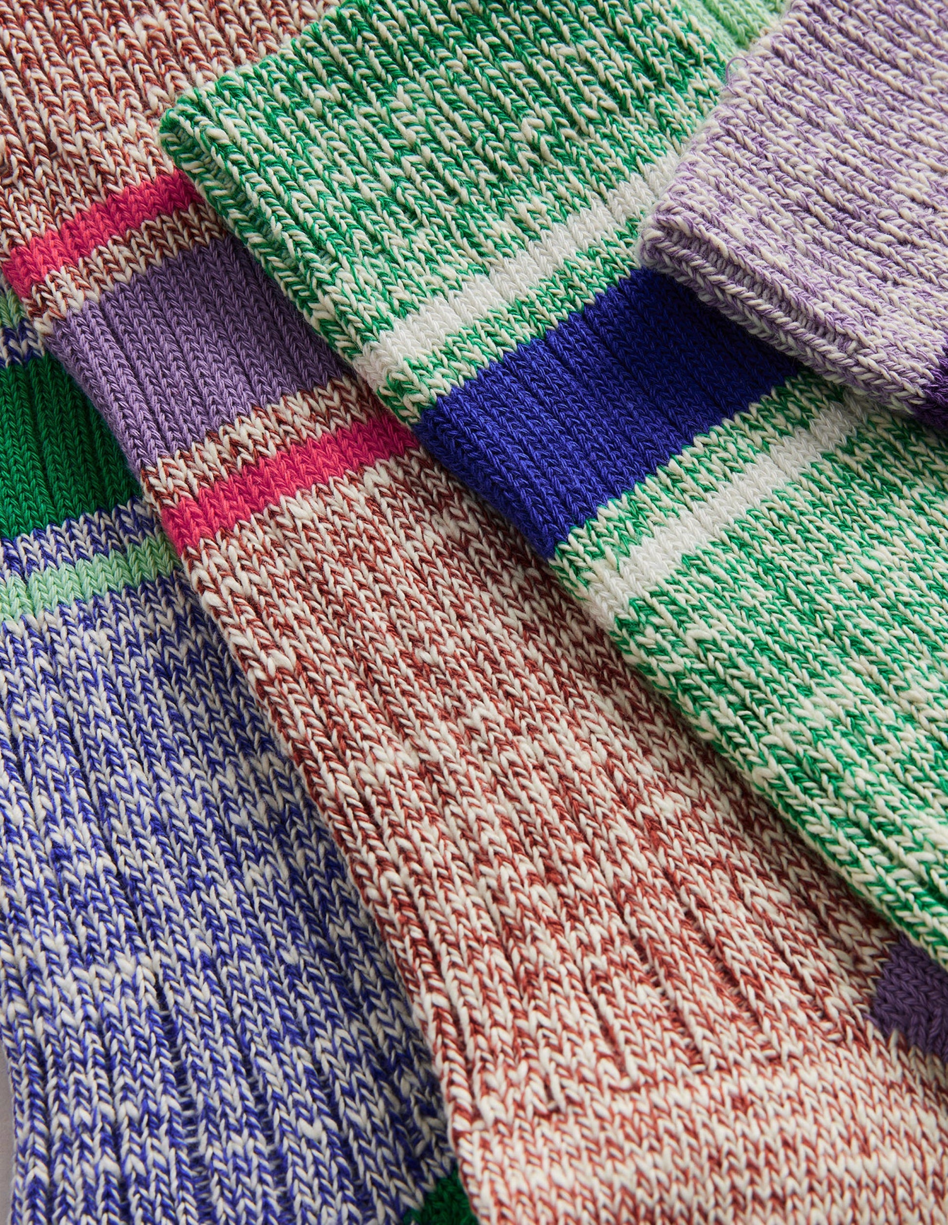 Grobgestrickte Socken im 5er-Pack-Bunt Gestreift-2