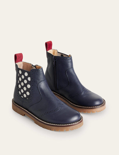 Chelsea-Stiefel aus Leder-Französisches Marineblau