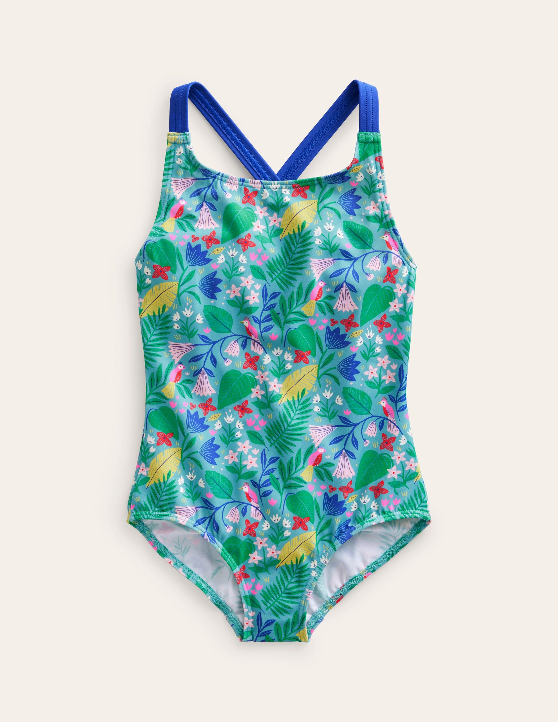 Maillot de bain imprimé croisé dans le dos-Motif Parrot Vine multi-1