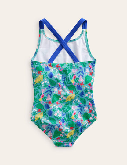 Maillot de bain imprimé croisé dans le dos-Motif Parrot Vine multi-2