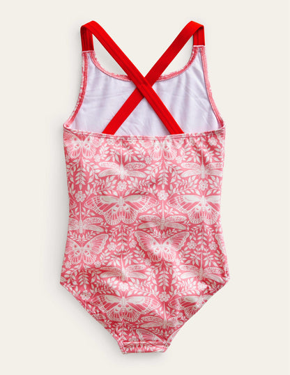 Maillot de bain imprimé croisé dans le dos-Toile de Jouy papillon manège-2