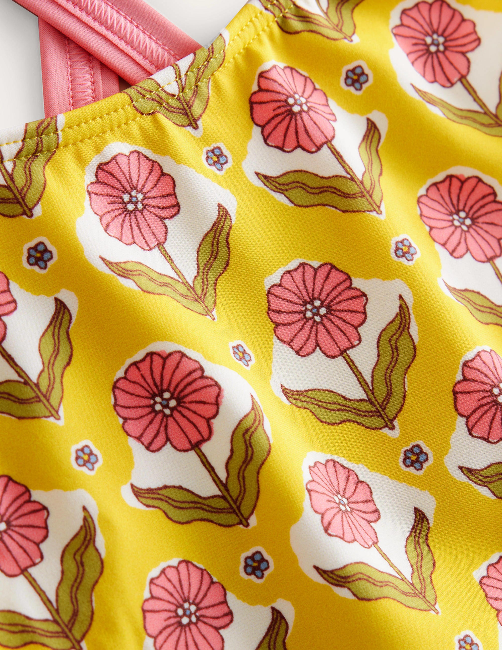 Maillot de bain imprimé croisé dans le dos-Motif Woodblock Flower maïs - Image 3