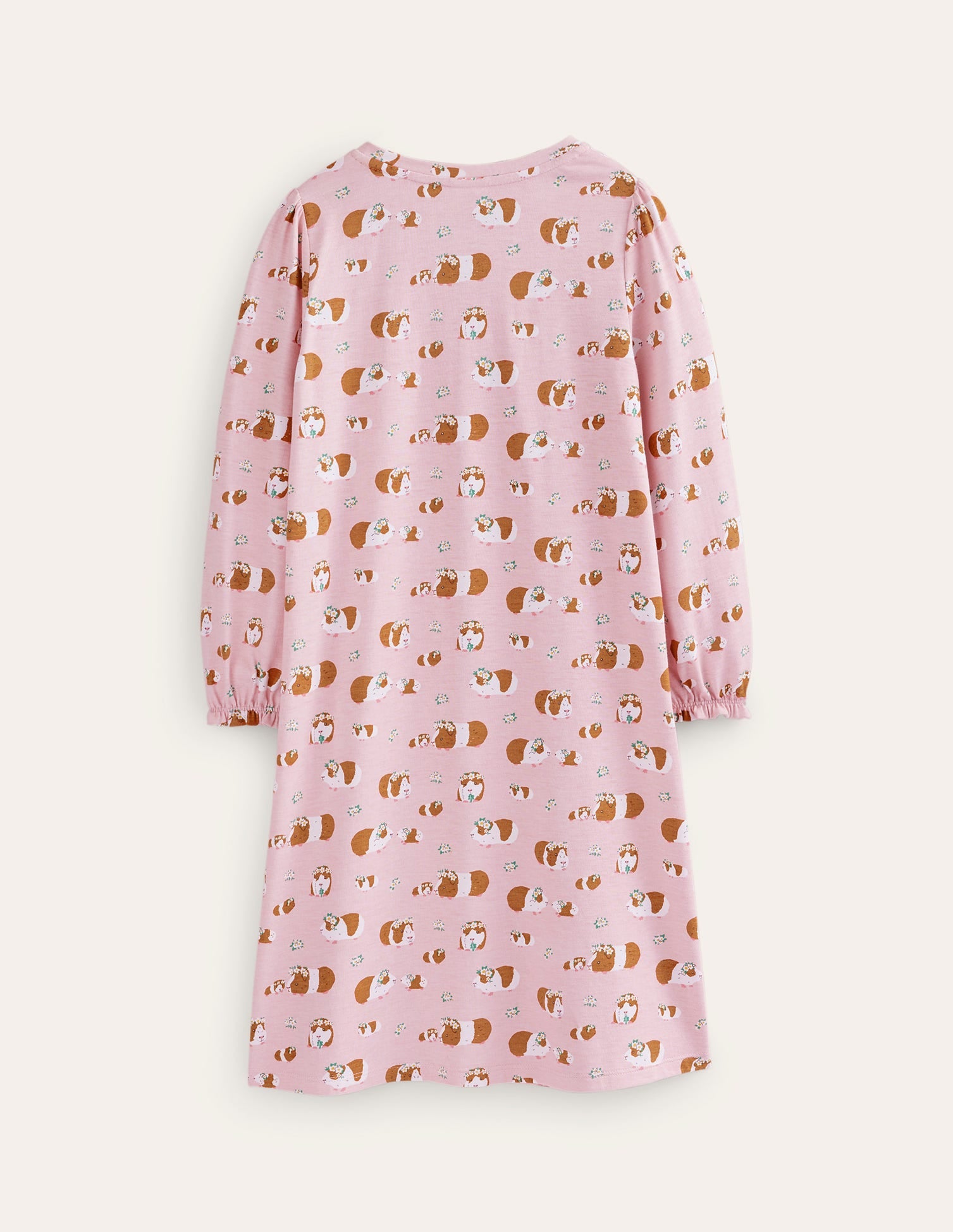 Gemustertes Nachthemd mit langen Ärmeln-Rosa Meerschweinchen - Image 2