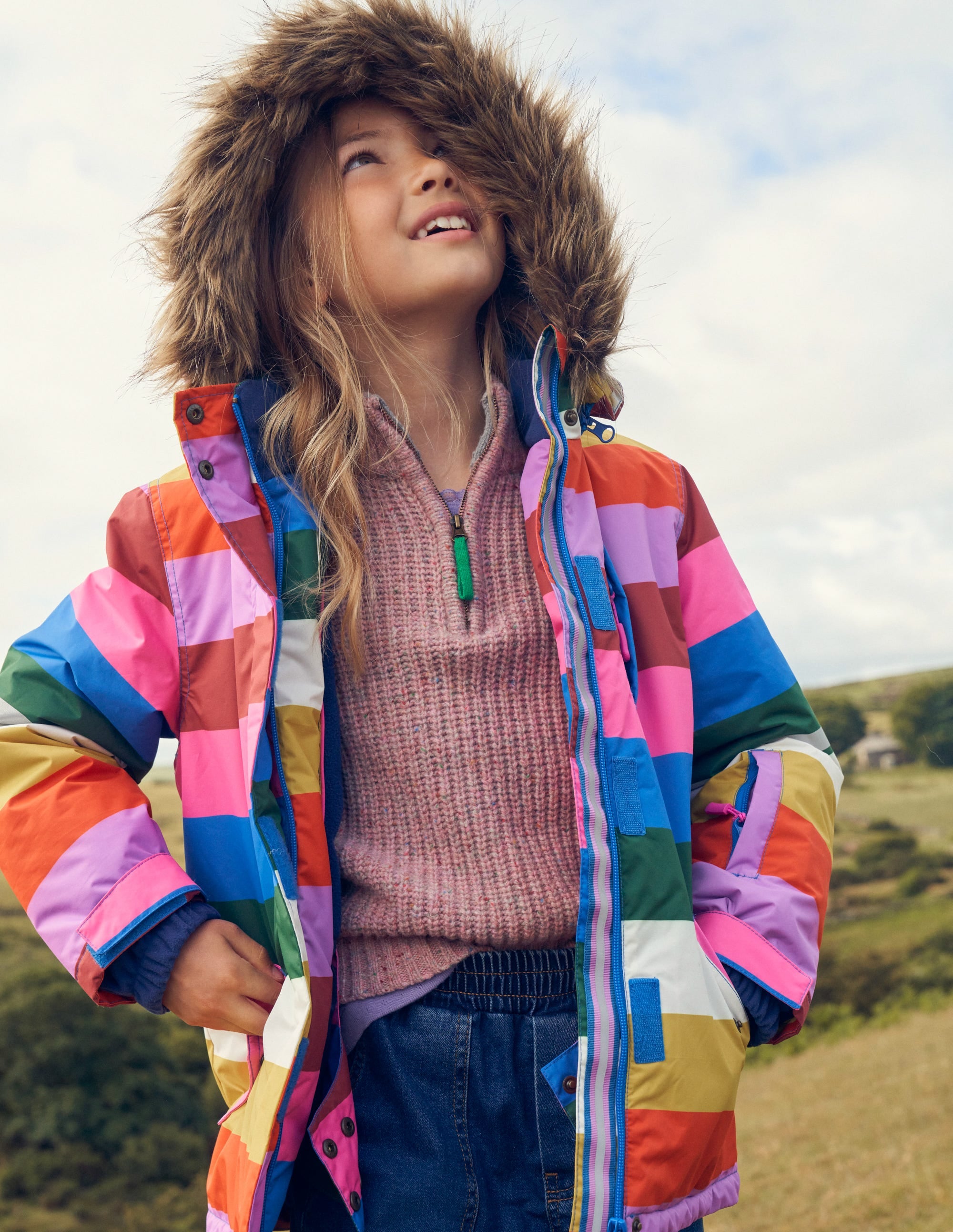 Wasserabweisende Allwetter-Jacke-Bunt Gestreift - Image 5