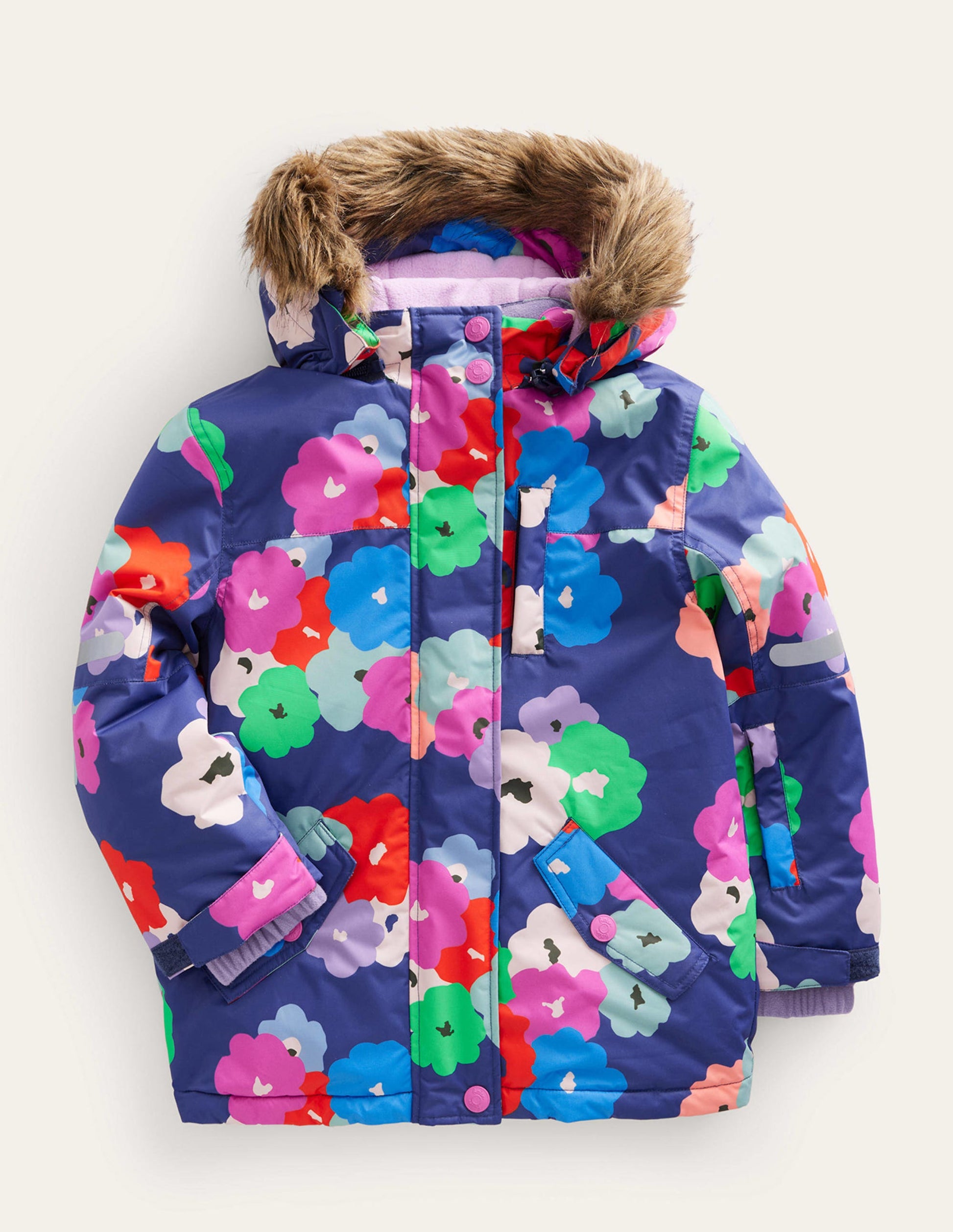 Veste imperméable pour tous les temps-Motif Floral bleu marine-1