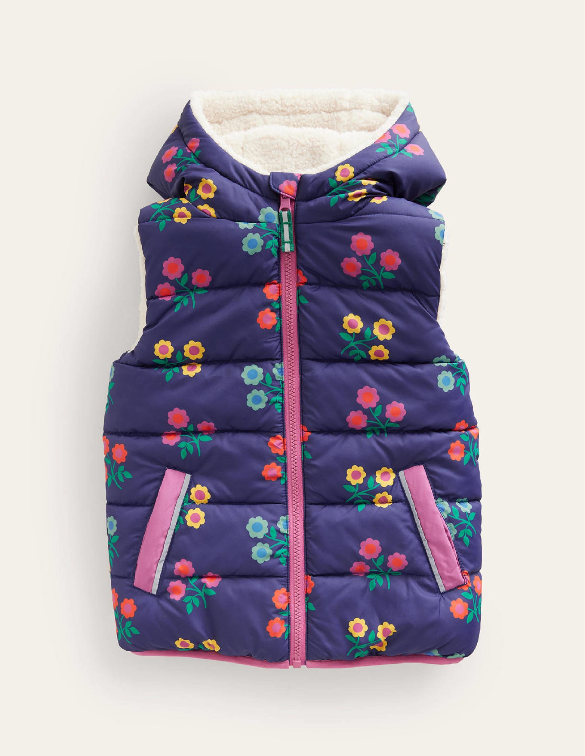 Wendeweste aus Borg-Mix-Schuluniform-Marineblau Blumen - Image 1